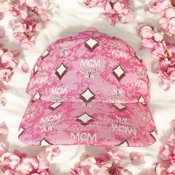MCM NWT Pink & White Adjustable Cap Hat (A286) - Picture 2 of 8